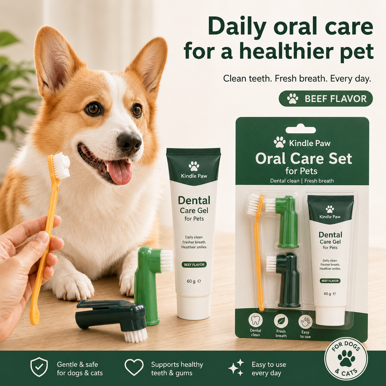 Toothbrush & Toothpaste Set 🐾 Fresh Breath for Dogs