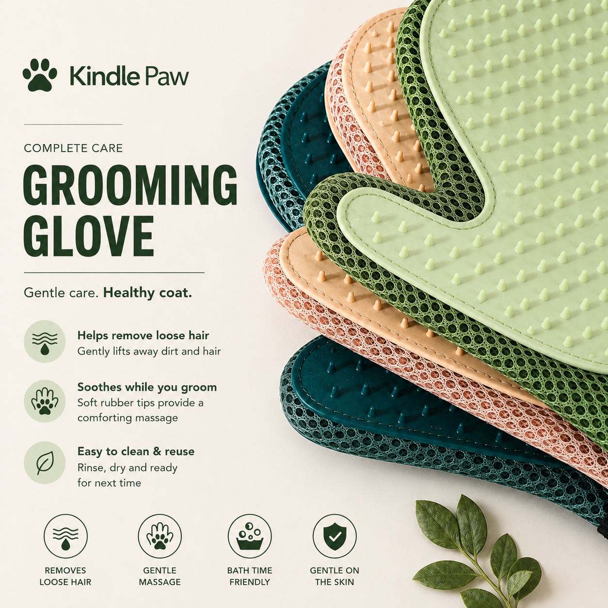 Massage Grooming Glove 🐾 Removes Loose Fur