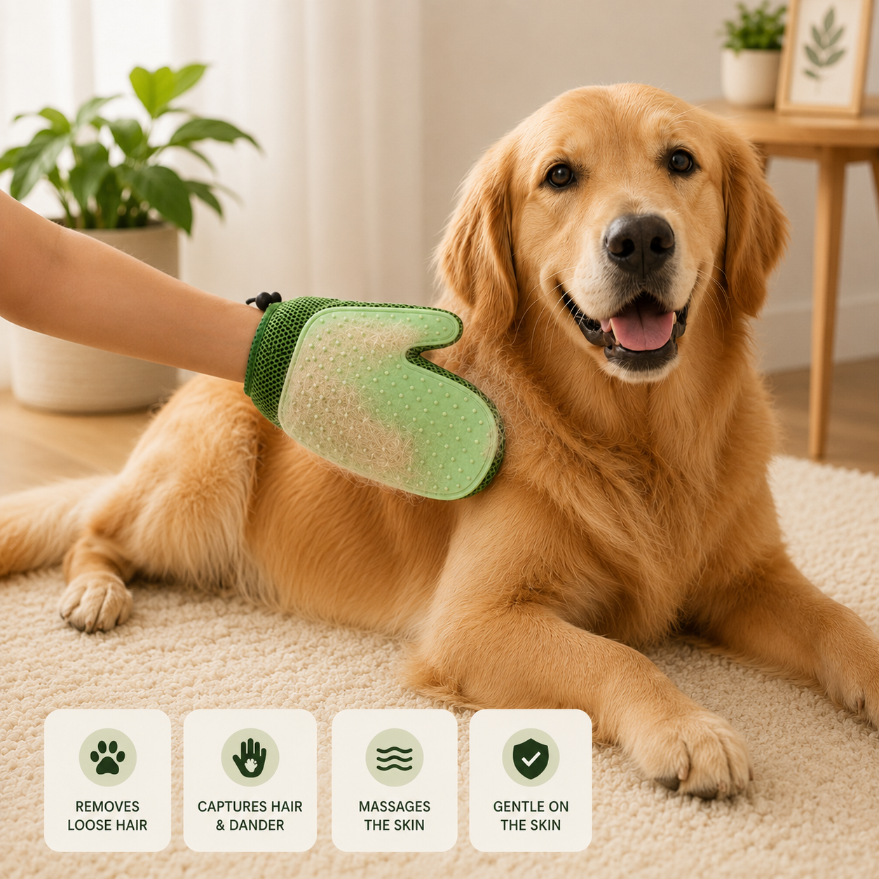 Massage Grooming Glove 🐾 Removes Loose Fur