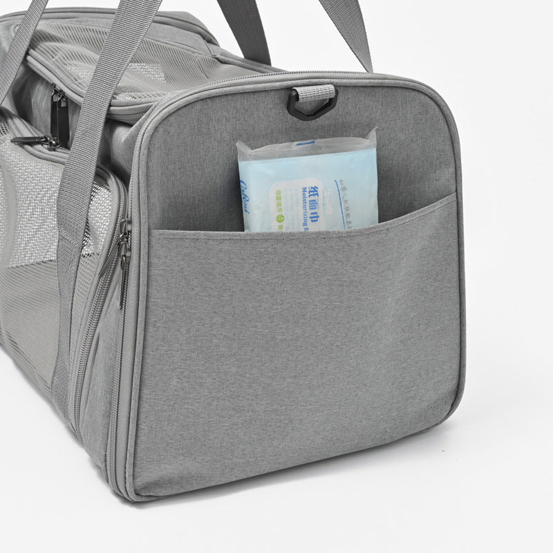 <font dir="auto" style="vertical-align: inherit;"><font dir="auto" style="vertical-align: inherit;">Volledig open en ademende reistas voor huisdieren, autotas, tas voor kleine honden en katten, gemakkelijk op te vouwen schoudertas/crossbodytas voor honden